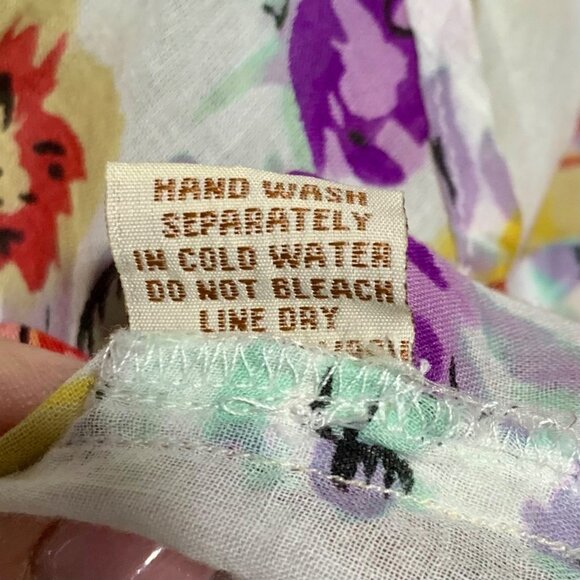 Floral Embroidered Boho Cottagecore Blouse 100% Cotton Lightweight L Romantic - Picture 9 of 11